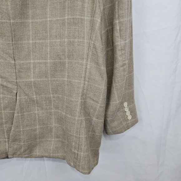 Lauren Ralph Lauren Mens 42R Beige Plaid Blazer Jaket 65% Wool 20% Silk 15% Line - Picture 12 of 14